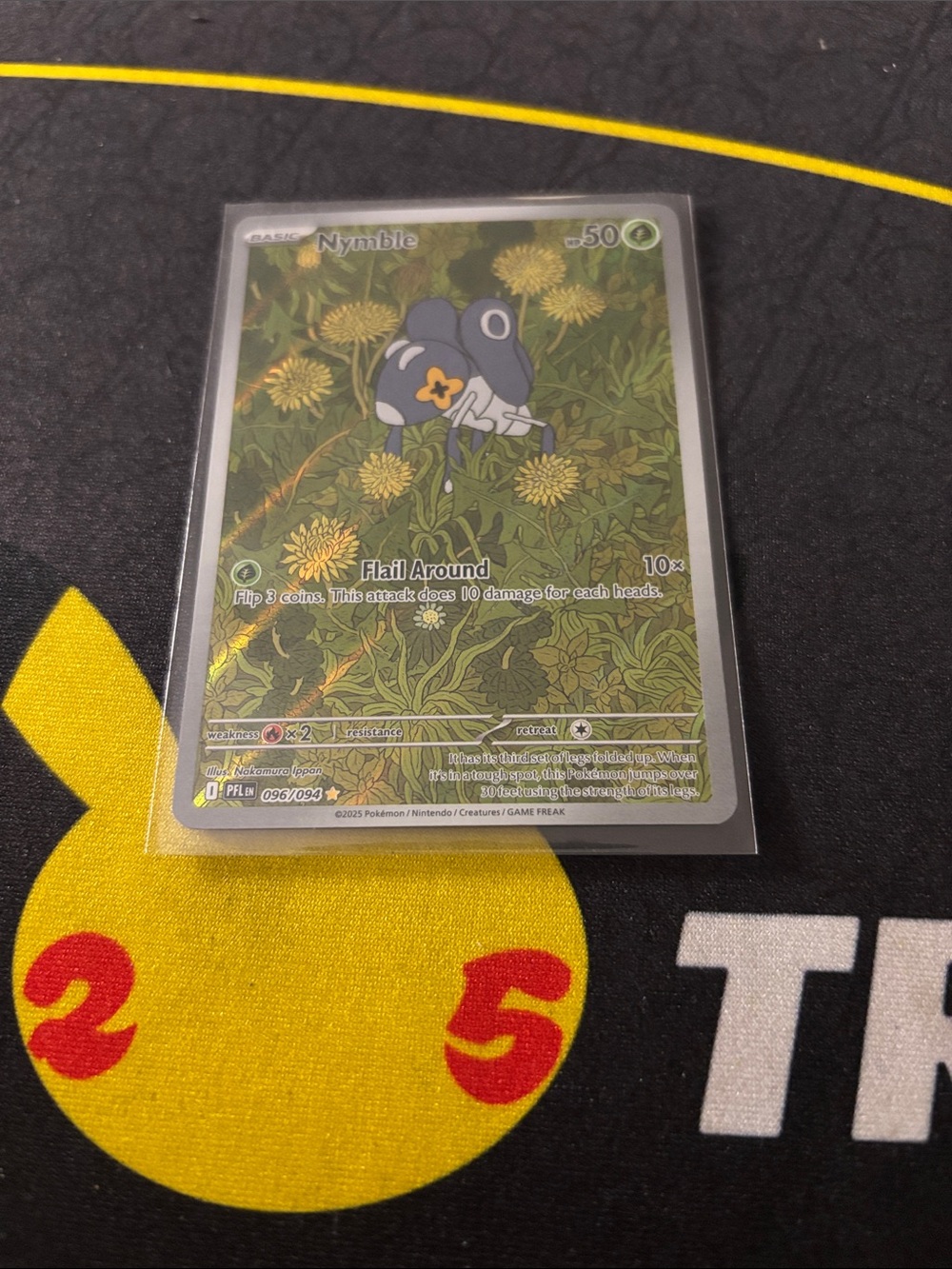 Pokemon Nymble Green and Yellow Holographic Card